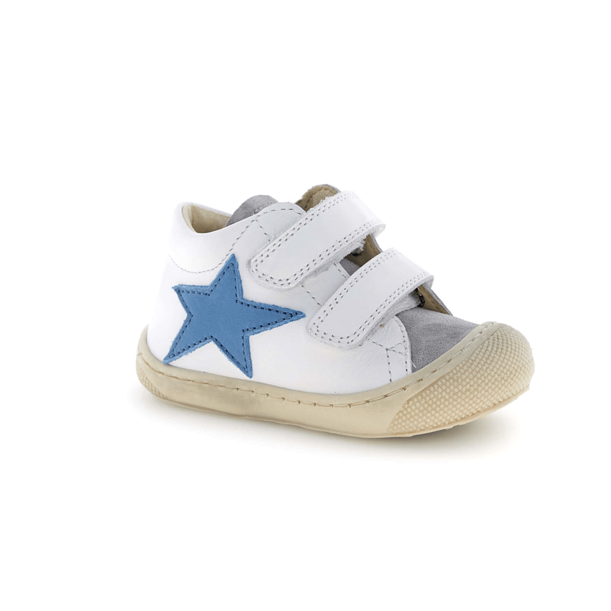 Naturino Toddlers (Sizes 20-23) Kolde VL White Leather/Blue Star/Grey Suede