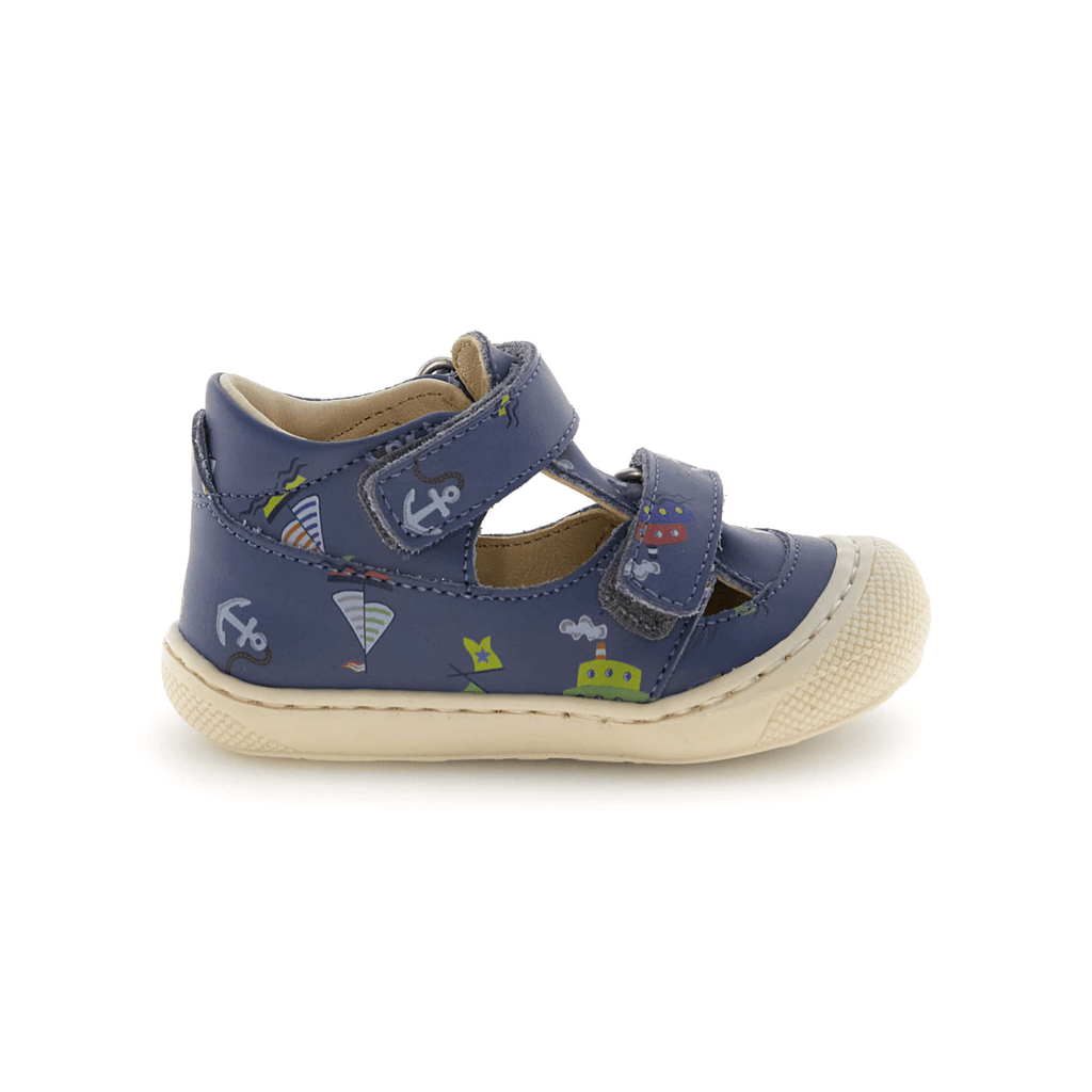 Naturino Toddlers (Sizes 20-23) Puffy Navy Nautical Open T-Strap