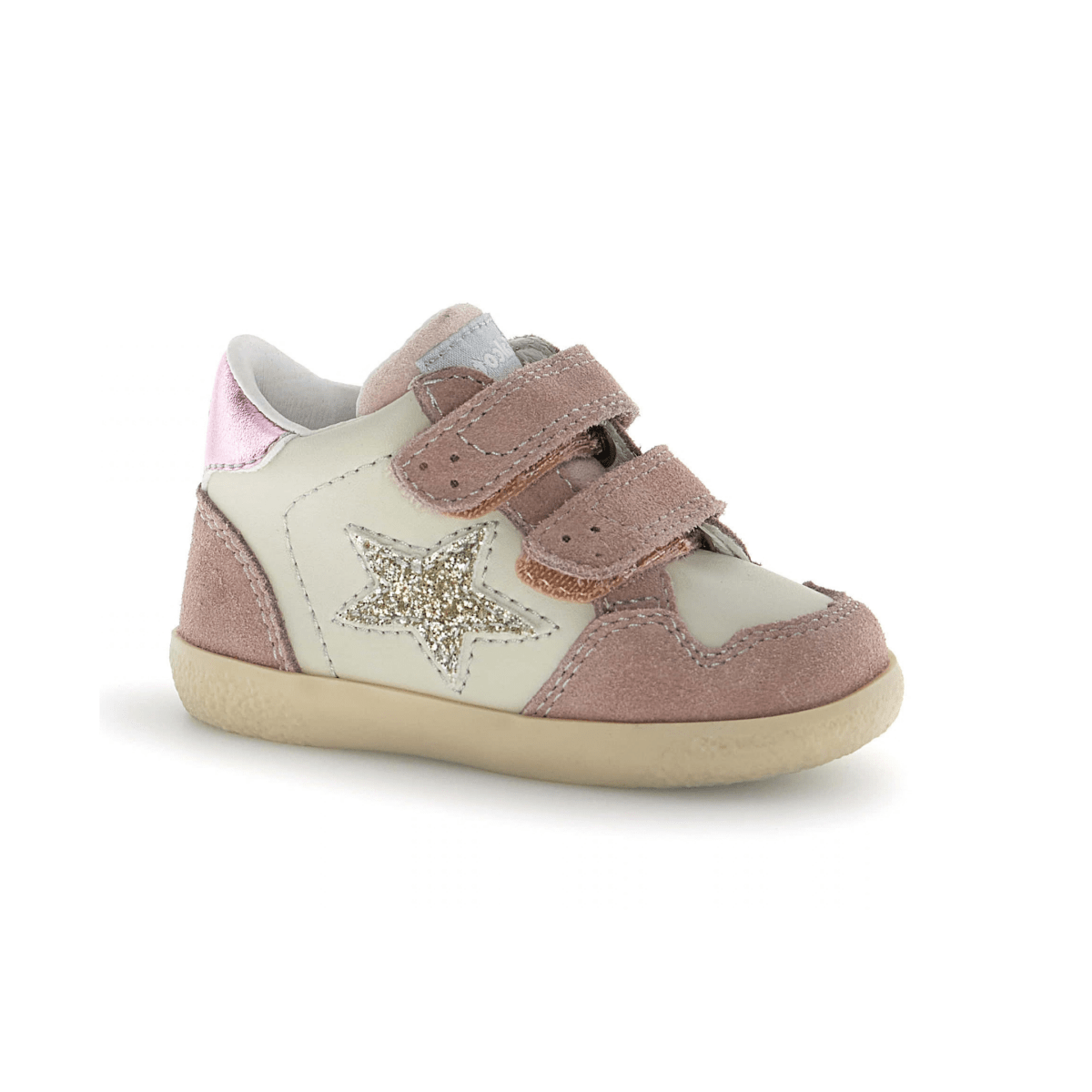 Naturino Toddlers (Sizes 22-26) Alnoite High 2 Velcro Cream/Pink Suede/Gold Glitter Star