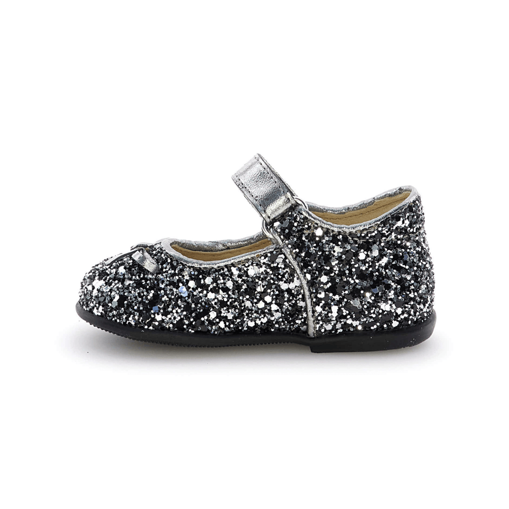 Naturino Toddlers (Sizes 22-26) Ballet Black/Silver Glitter Mary Jane