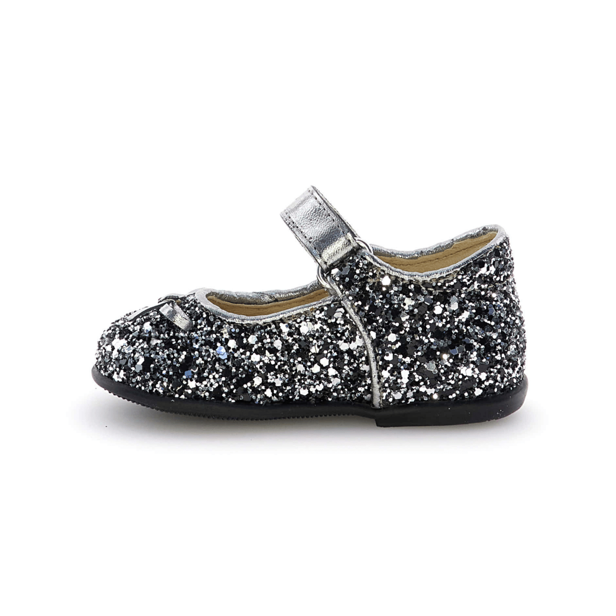 Naturino Toddlers (Sizes 22-26) Ballet Black/Silver Glitter Mary Jane