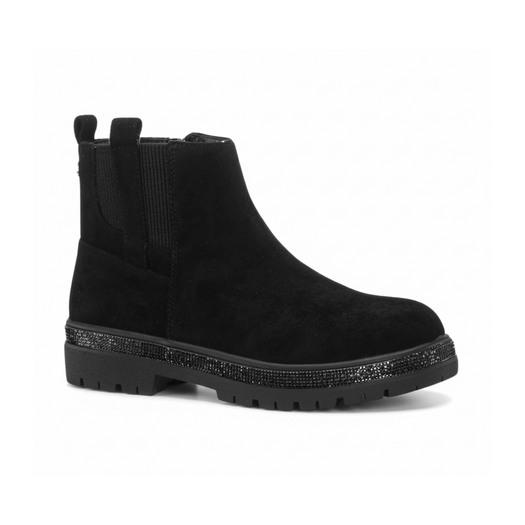 Nina Girls Evan Black Microsuede/Glitter