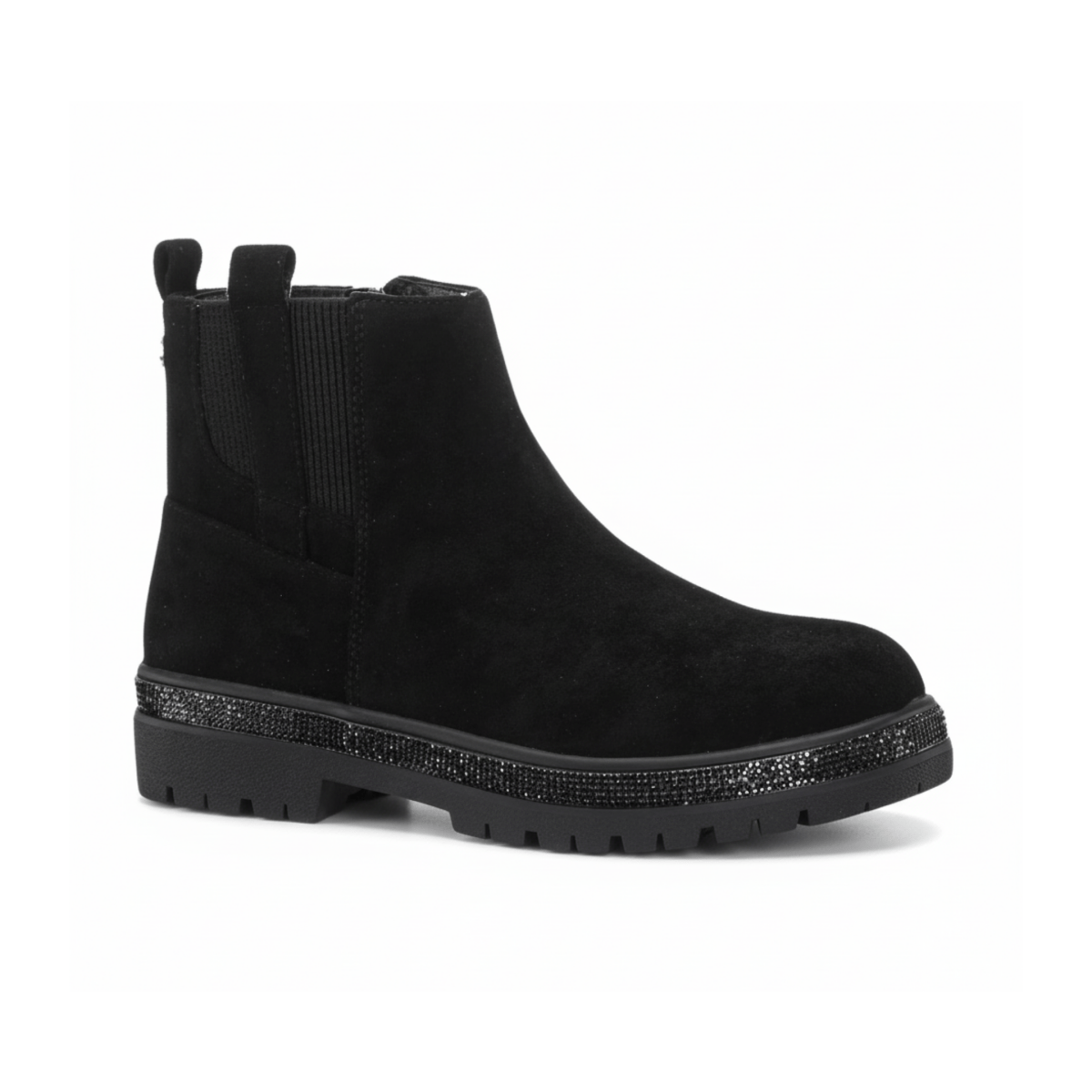 Nina Girls Evan Black Microsuede/Glitter
