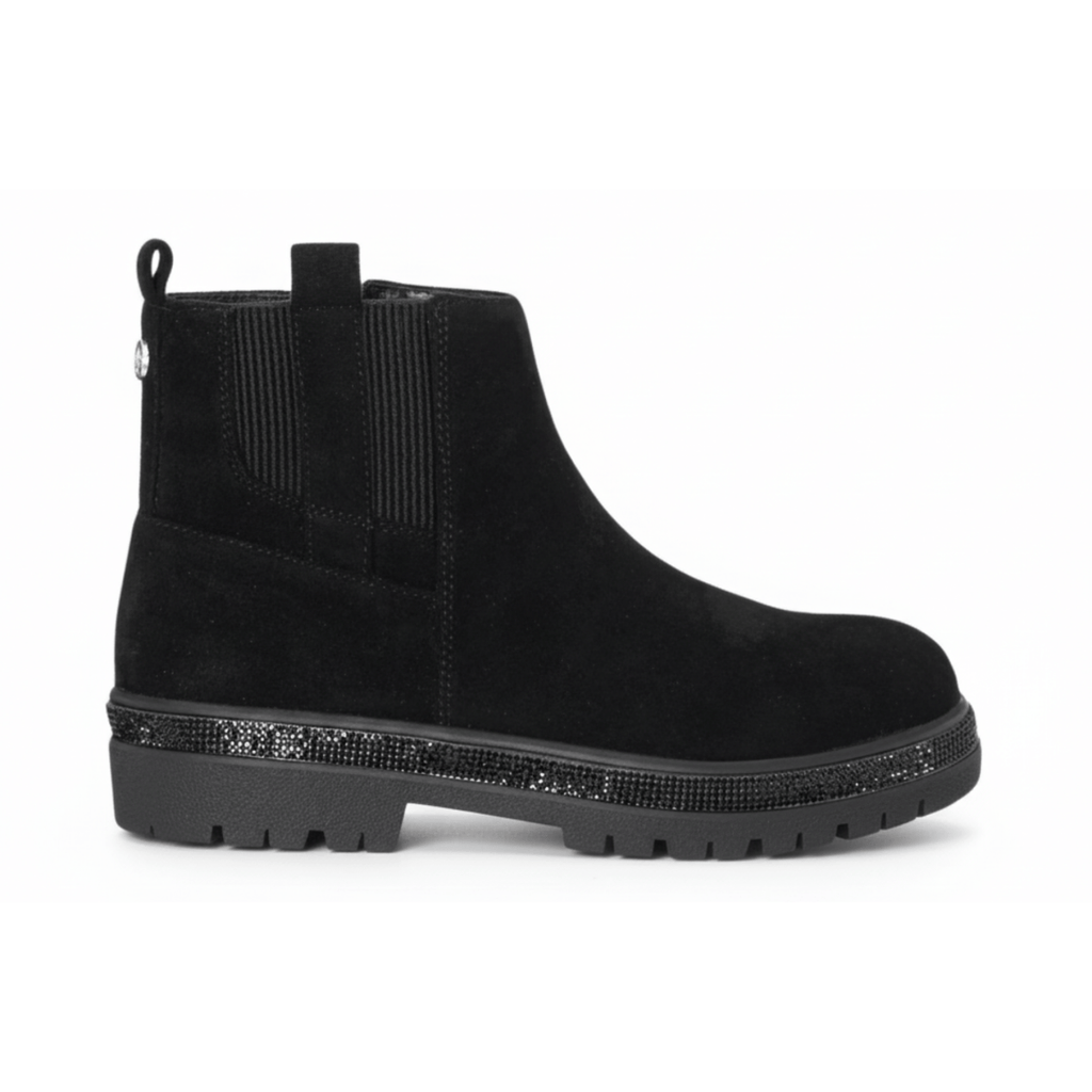 Nina Girls Evan Black Microsuede/Glitter