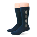 No Nonsense Men's Super Soft Argyle Crew Dress Socks Navy 2-Pack