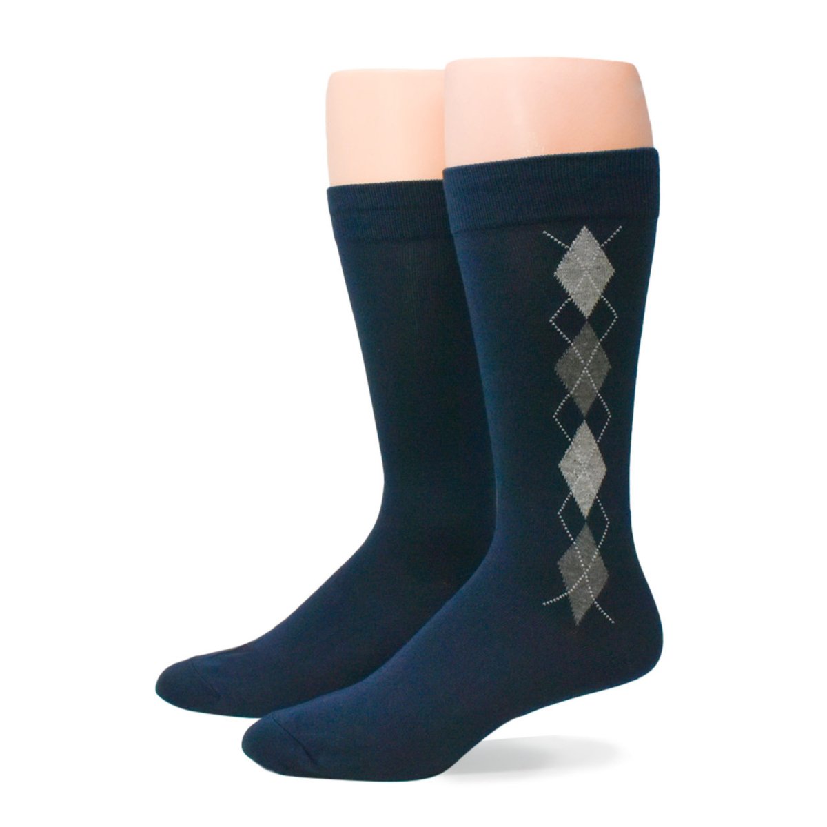 No Nonsense Men's Super Soft Argyle Crew Dress Socks Navy 2-Pack