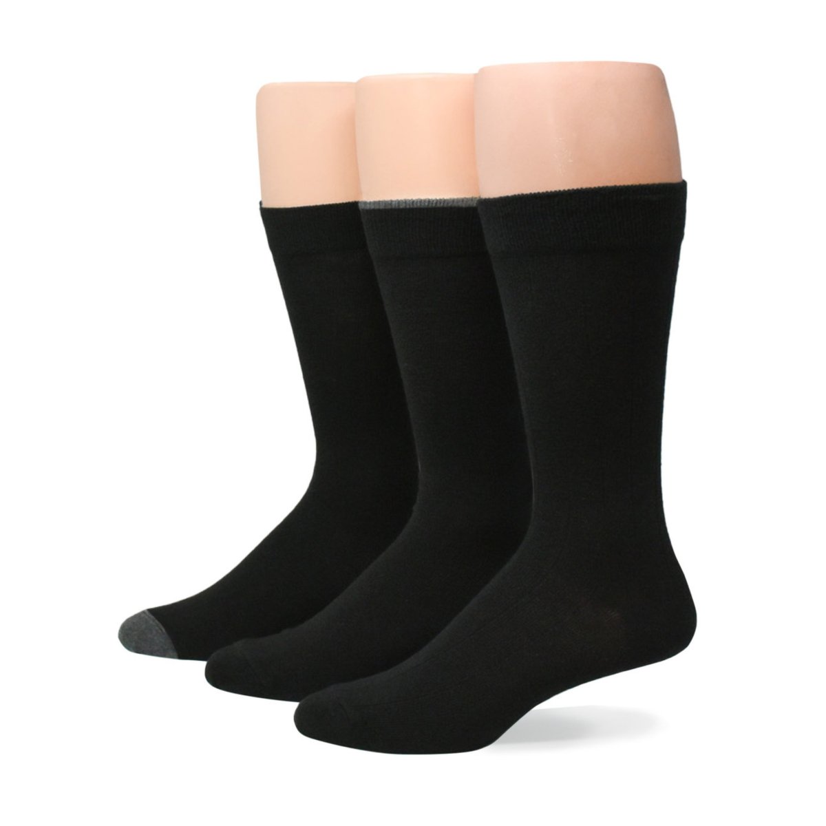 No Nonsense Men's True Black Cotton Crew Dress Socks 3 Pack