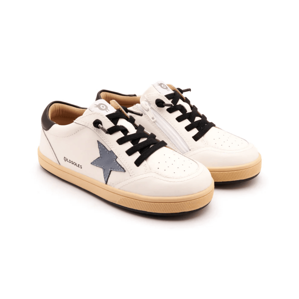 Old Soles Girls Platinum Runner Snow/Indigo/Black
