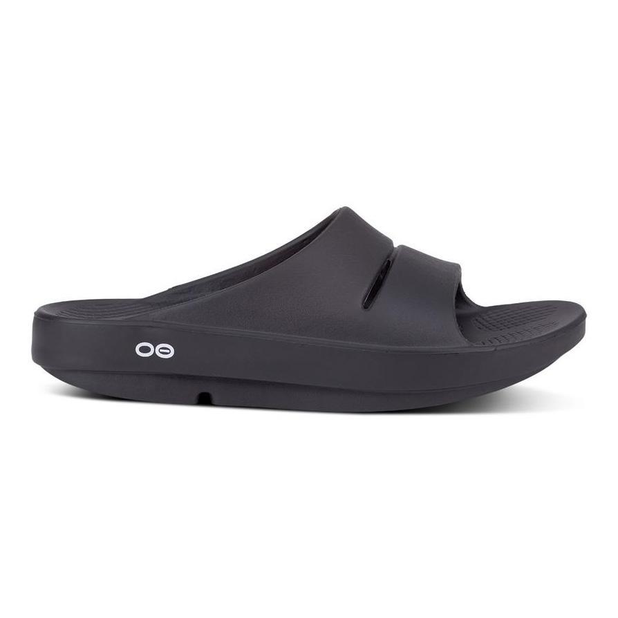 OOFOS Men's OOahh Black Rubber Slide