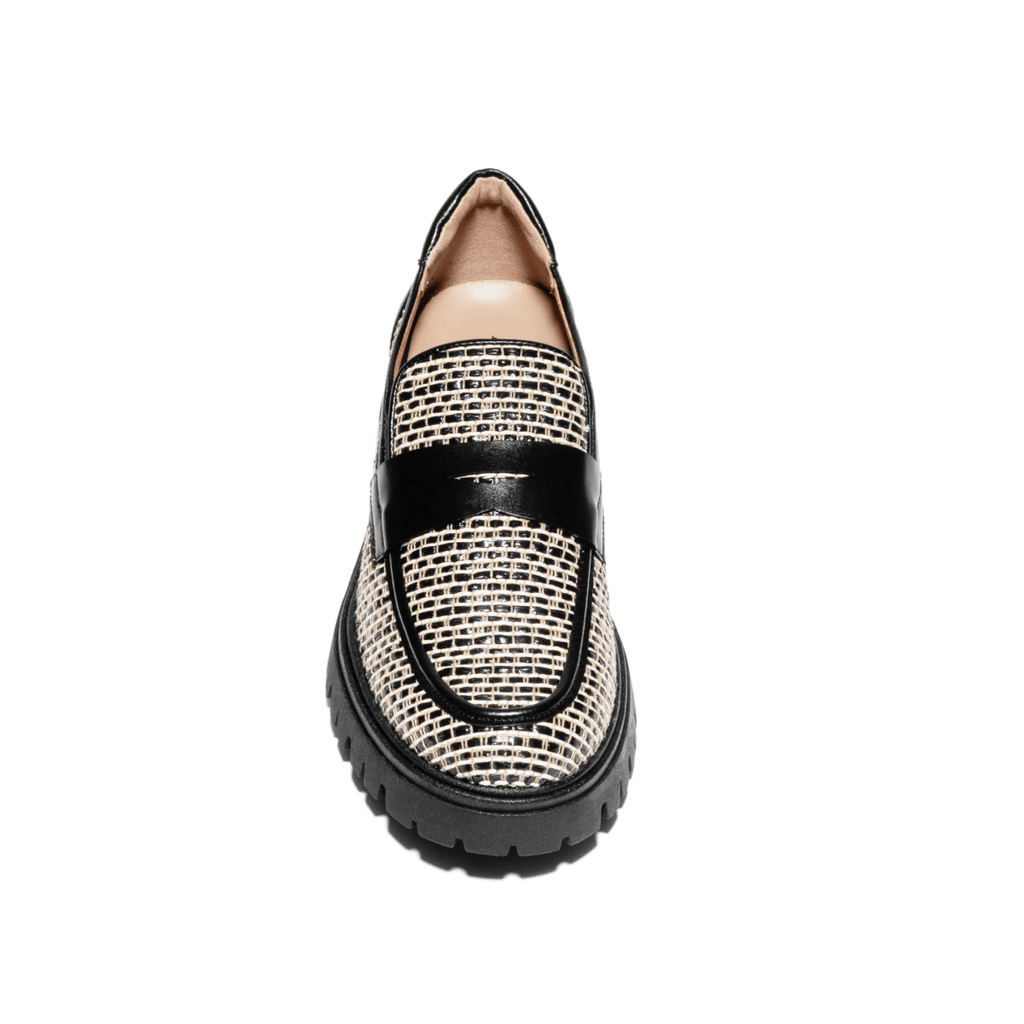 PieSanto Women's 260070 White Raffia/Black Calf Leather