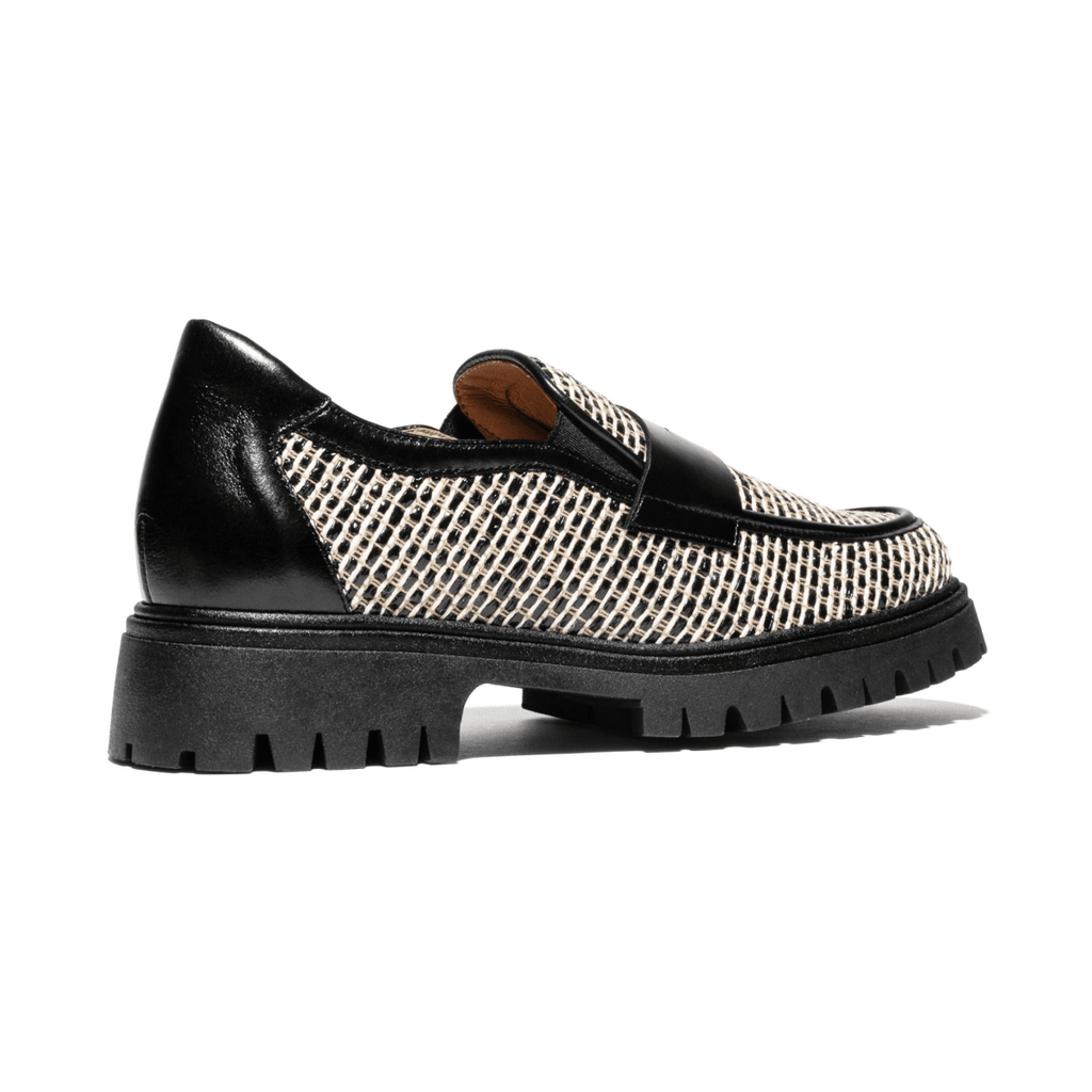 PieSanto Women's 260070 White Raffia/Black Calf Leather