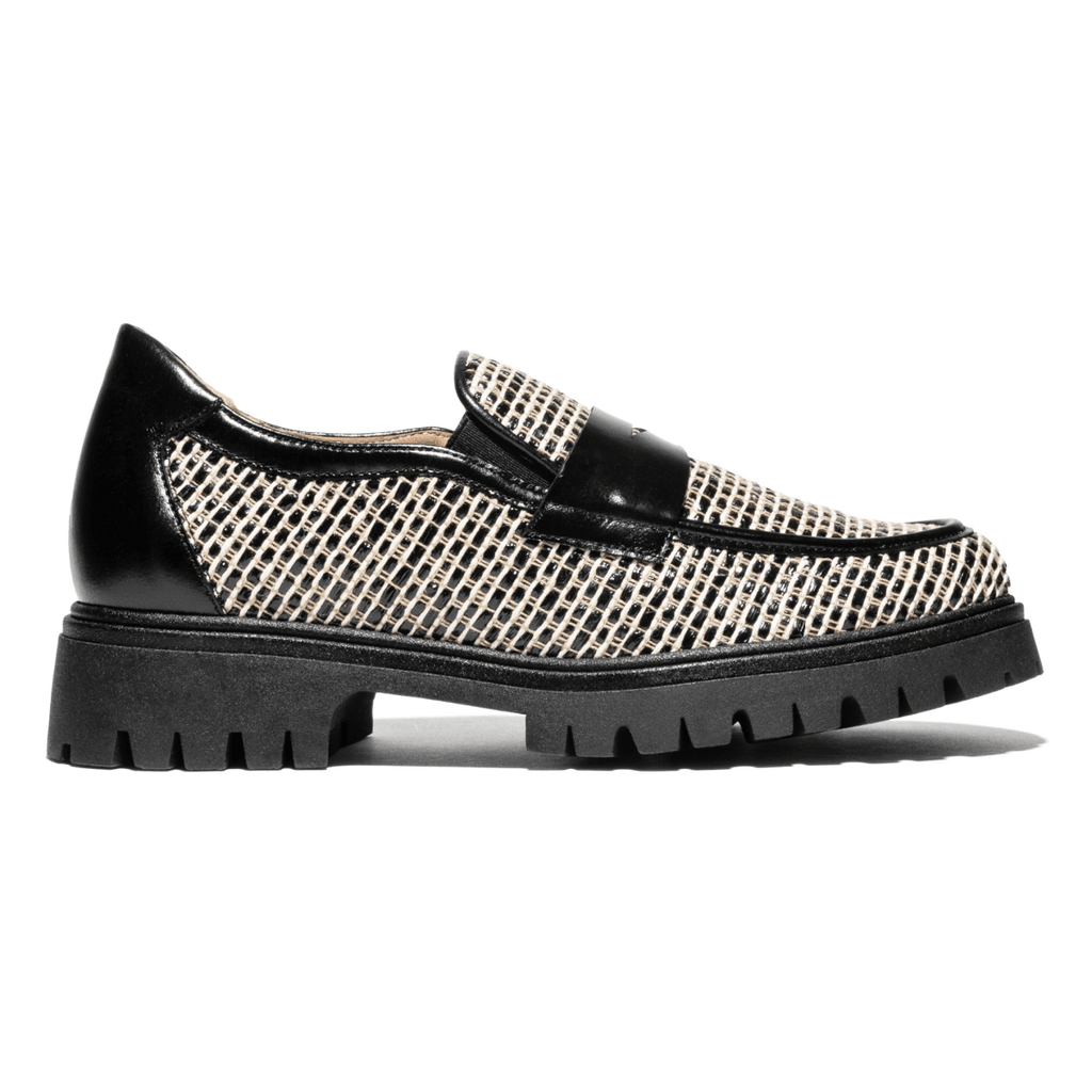 PieSanto Women's 260070 White Raffia/Black Calf Leather