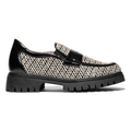PieSanto Women's 260070 White Raffia/Black Calf Leather