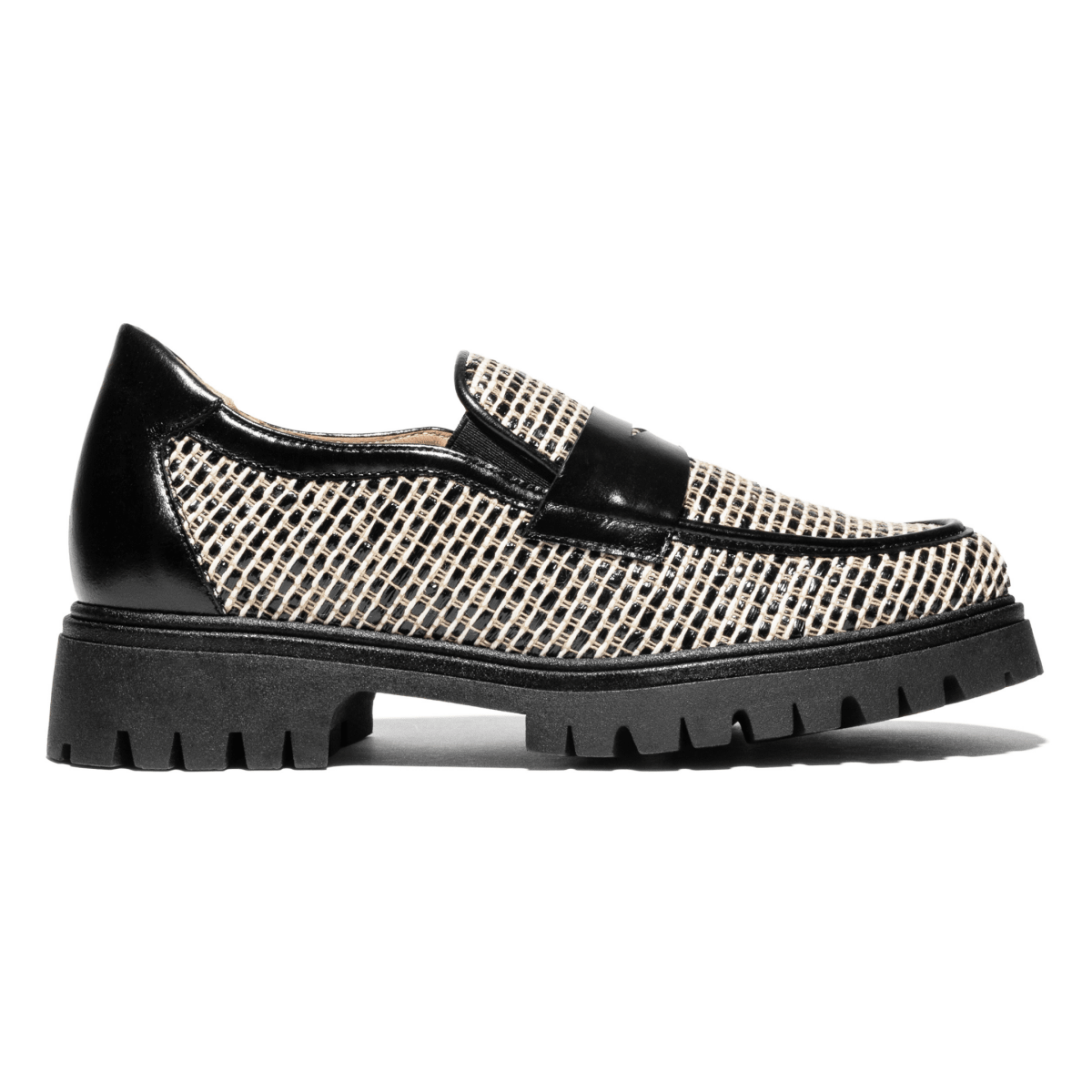 PieSanto Women's 260070 White Raffia/Black Calf Leather