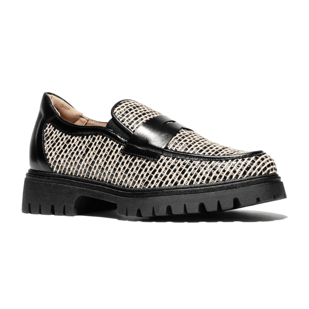 PieSanto Women's 260070 White Raffia/Black Calf Leather