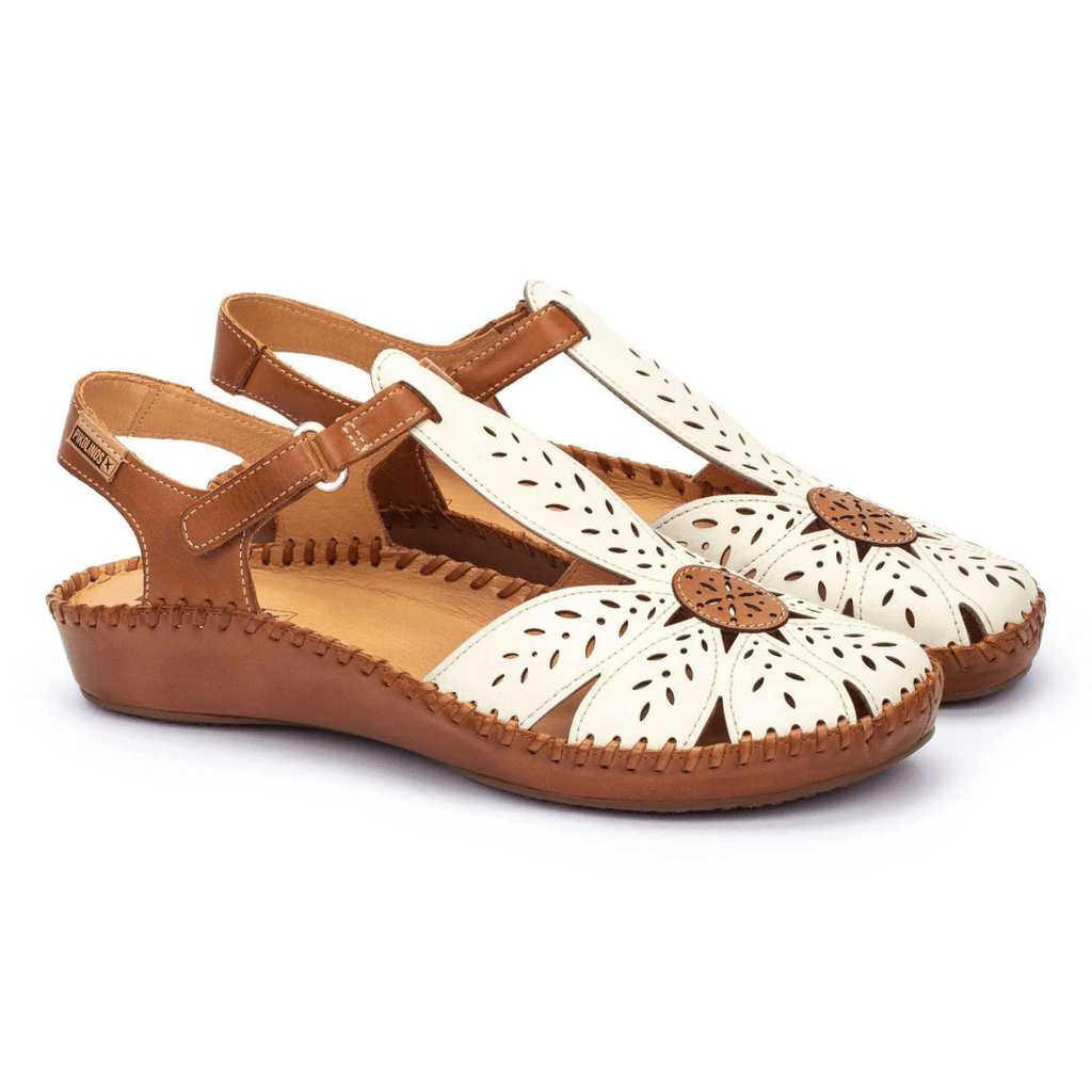 Pikolinos Women's P Vallarta T-Strap Nata/White Leather