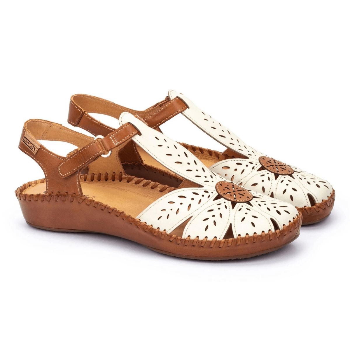 Pikolinos Women's P Vallarta T-Strap Nata/White Leather
