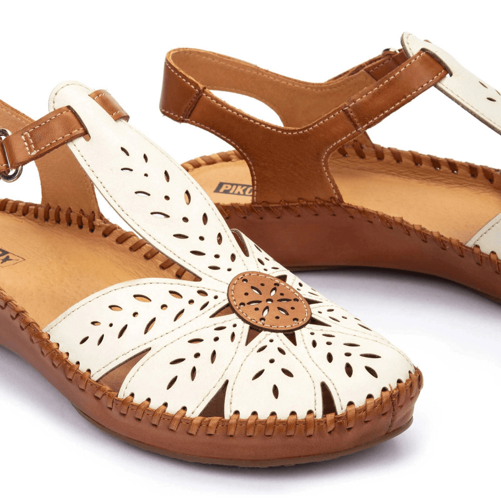 Pikolinos Women's P Vallarta T-Strap Nata/White Leather