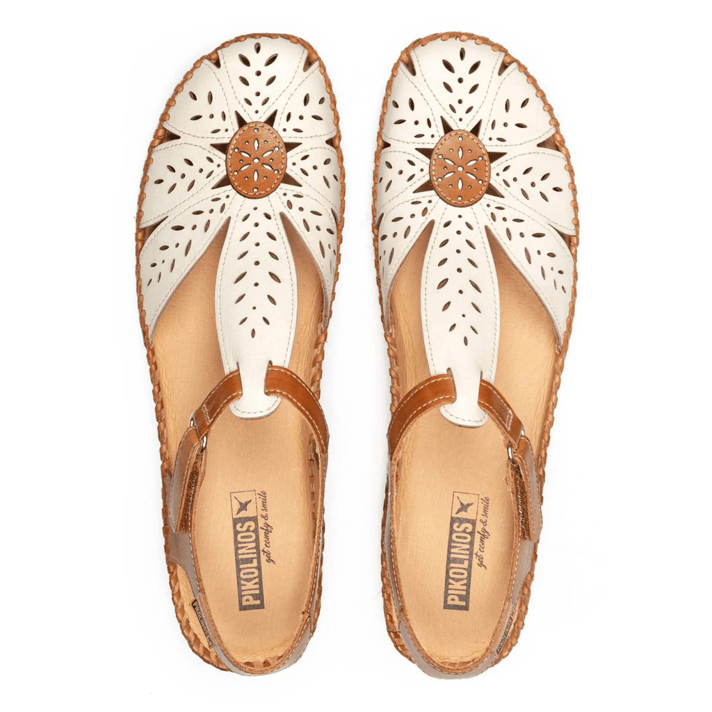 Pikolinos Women's P Vallarta T-Strap Nata/White Leather