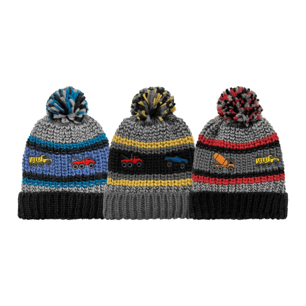 Grand Sierra Toddlers Knit Truck Beanie 3-Pack
